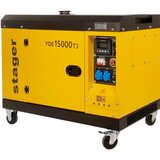 Stager YDE15000T3 Generator insonorizat 14kVA, 19A, 3000rpm, trifazat, diesel, pornire electrica